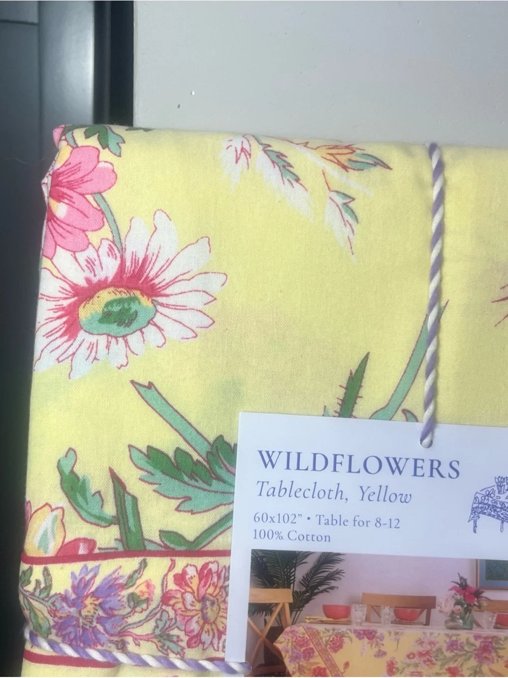 April Cornell Border Tablecloth Wildflowers Yellow 60” x 102” 100% Cotton NWT